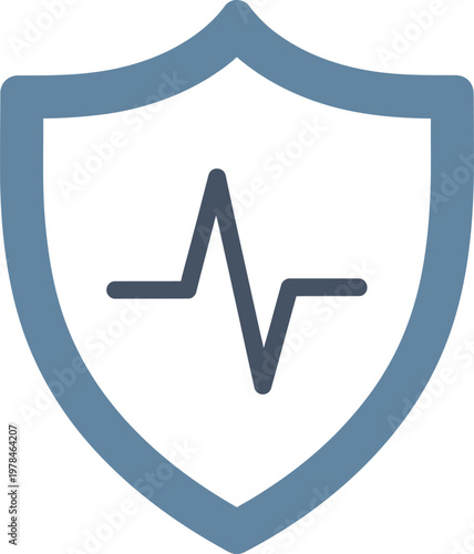 Shield icon with a heartbeat line, symbolizing health protection and medical security.