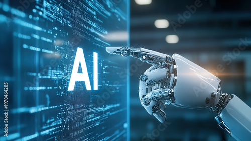 Artificial intelligence robot manipulator and AI theme technology background