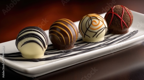 Exquisite Gourmet Chocolate Truffles Decorated with Elegant Designs