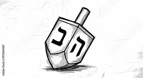 A dreidel spinning on a surface.