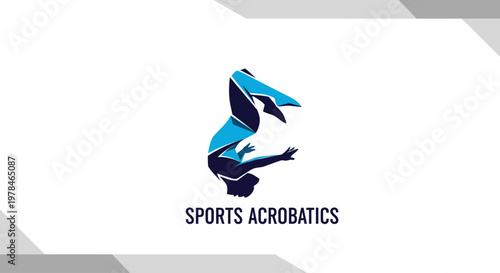 Dynamic logo for Sports Acrobatics featuring a stylized silhouette of an athlete performing a complex acrobatic move, emphasizing agility and strength.