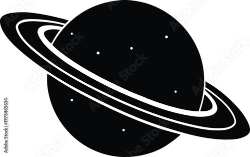 Saturn planet silhouette vector icon