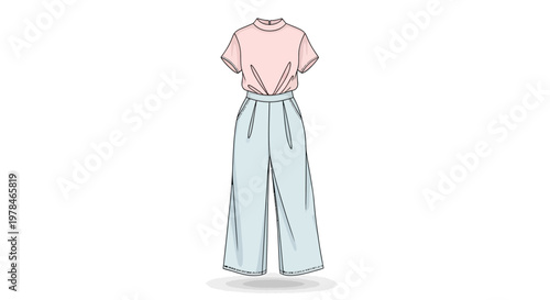 Fashionable woman clothing outfit ensemble.