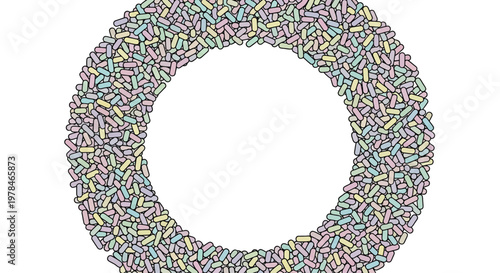 Multicolored Pixelated Circle Design Element.