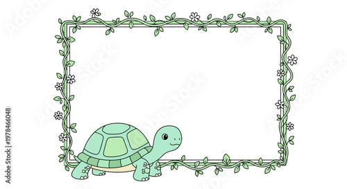 Turtle Walking Sideways Slowly Green.