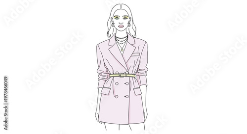 Woman Wearing Pink Belted Trench Coat.