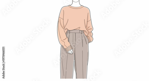 Woman Wearing Peach Long Sleeve Top.