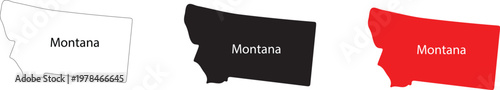 Vector graphic illustration of Montana state in different colors and designs