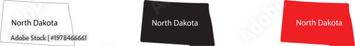 Vector graphic illustration of North Dakota in different colors and designs