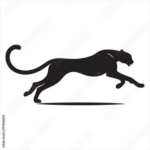 running cheetah vector silhouette line art logo design concept illustration idea