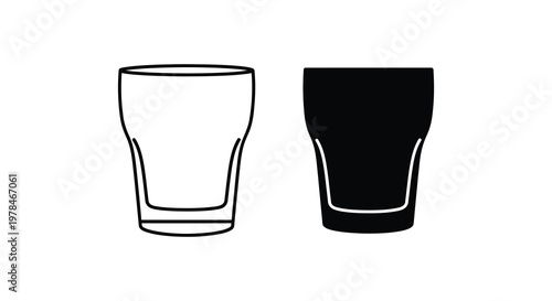 Two drinking glasses one transparent and one dark presented as a silhouette