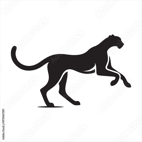 running cheetah vector silhouette line art logo design concept illustration idea