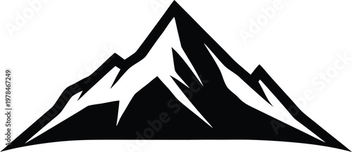 Mountain peak black silhouette vector