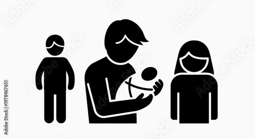 Family wearing face masks together outside.