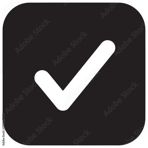 White Checkmark Icon on a Black Rounded Square