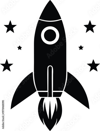 Rocket launch with stars icon