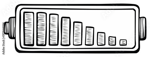 Drawn Battery Charge Indicator Shows Decreasing Power Level in Hand Drawn Style