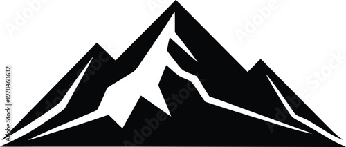 Mountain peak black white vector icon