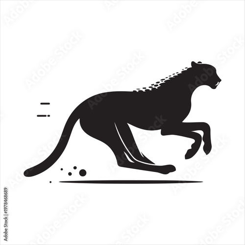 running cheetah vector silhouette line art logo design concept illustration idea