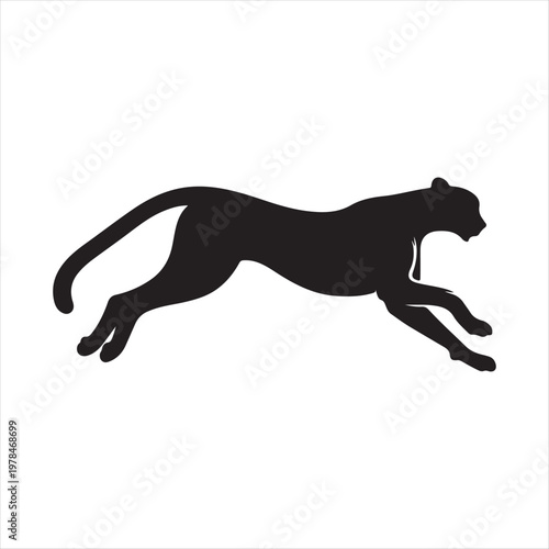 running cheetah vector silhouette line art logo design concept illustration idea