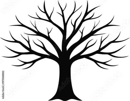 Bare tree silhouette vector illustration 02