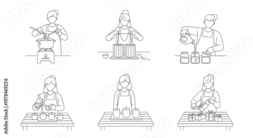 Canning, food preservation, illustration set, vector icons, kitchen, cooking, 6 elements