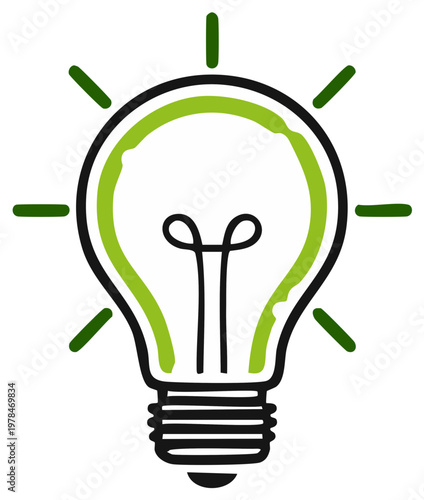 Green Energy Light Bulb Illustration Concept for a Sustainable Future or New Idea