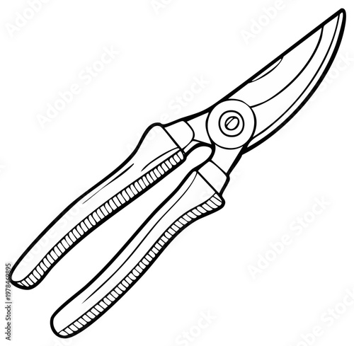 Gardening Pruning Shears Sketch Style Garden Hand Tool Illustration Horticulture Equipment