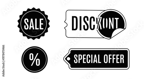 Discount sale special offer labels.