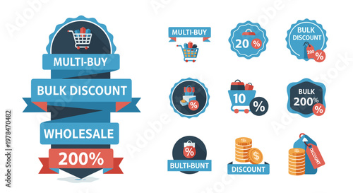 Discount labels and icons set.