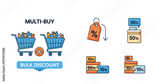 Discount Shopping Cart Icon Illustration.