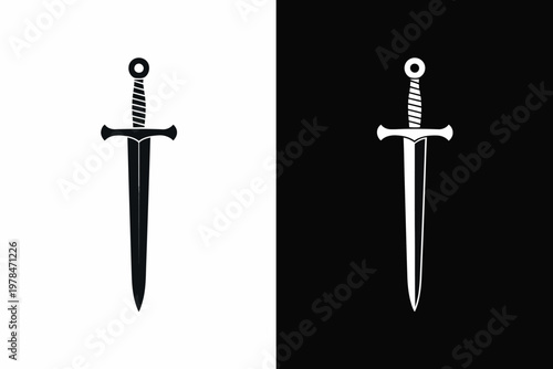 Two Minimalist Daggers on Split Background White and Black