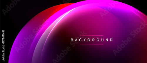 Abstract vibrant gradient arch. Pink, purple, red hues blend smoothly over black backdrop. Text reads BACKGROUND. Modern design element.