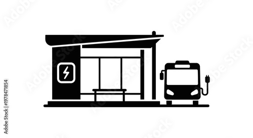 Electric Bus Charging Station Stop.