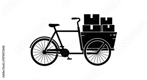 Black bicycle with cargo boxes.