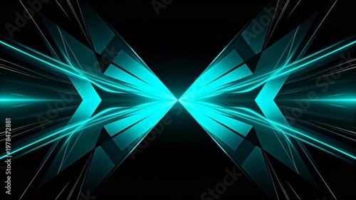 Symmetrical blue neon light design