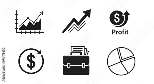 Financial icons for business and profit.