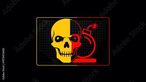 Skull and Bomb Graphic Cyber Security Piracy Concept