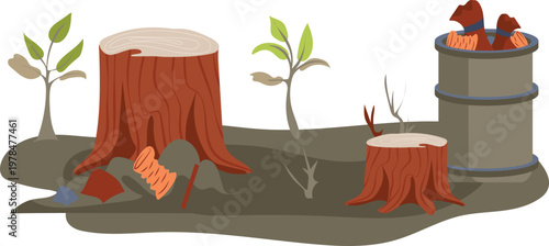 Diagram showing the process of composting in vertical bins with plants
