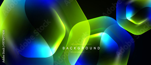 Fotografia Abstract fluid shapes, vibrant blues, greens dominate