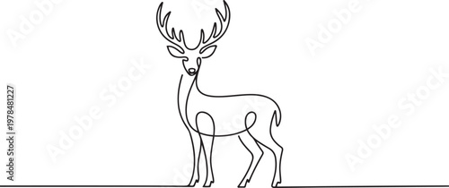 Deer line art style vector illustration. one line Icon drawing