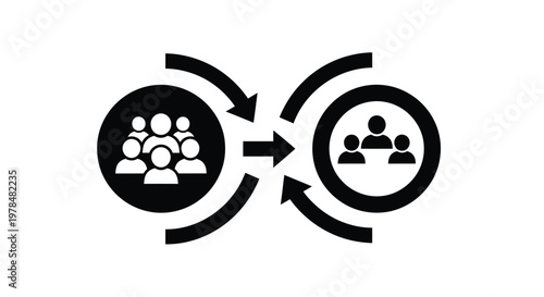 A simple black and white graphic depicts the division of a larger group into a smaller one