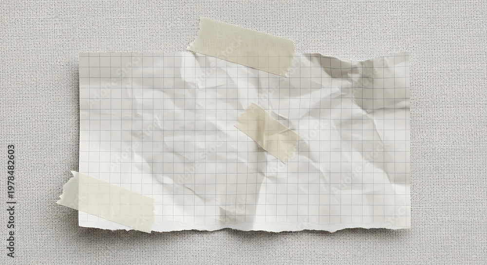 Obraz premium A torn and crumpled piece of paper with a grid pattern on a textured background