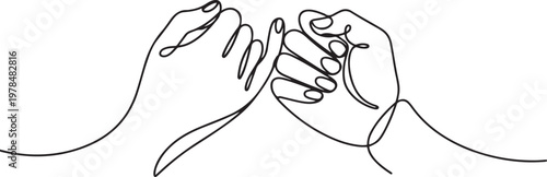 Pinky promise finger line art style vector illustration. one line Icon drawing