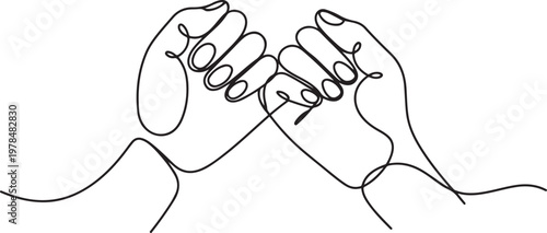 Pinky promise finger line art style vector illustration. one line Icon drawing