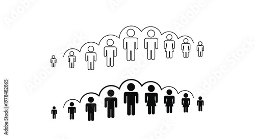 A stark visual representation of contrasting figures showcasing silhouettes in two distinct arrangements