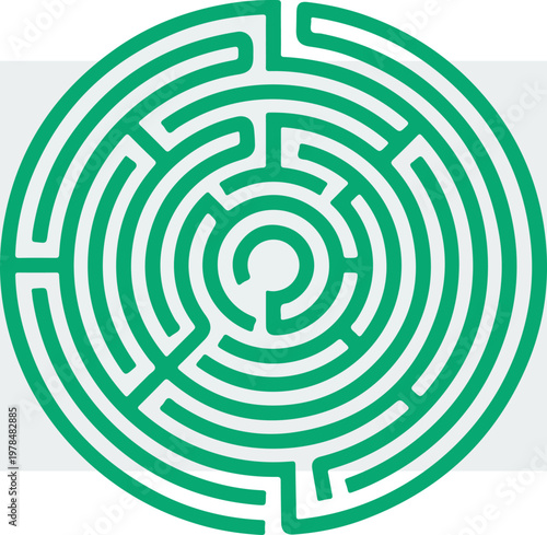 Green Circular Maze Design.