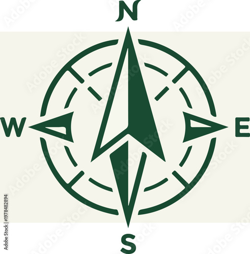 Green compass navigation symbol icon.