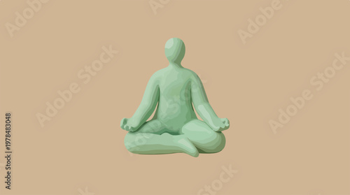 Green Statue of Meditating Person.