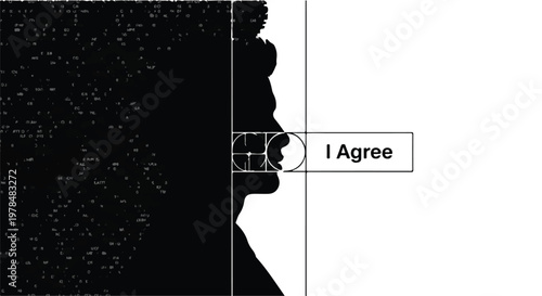 Black silhouette of person agreeing to terms and conditions